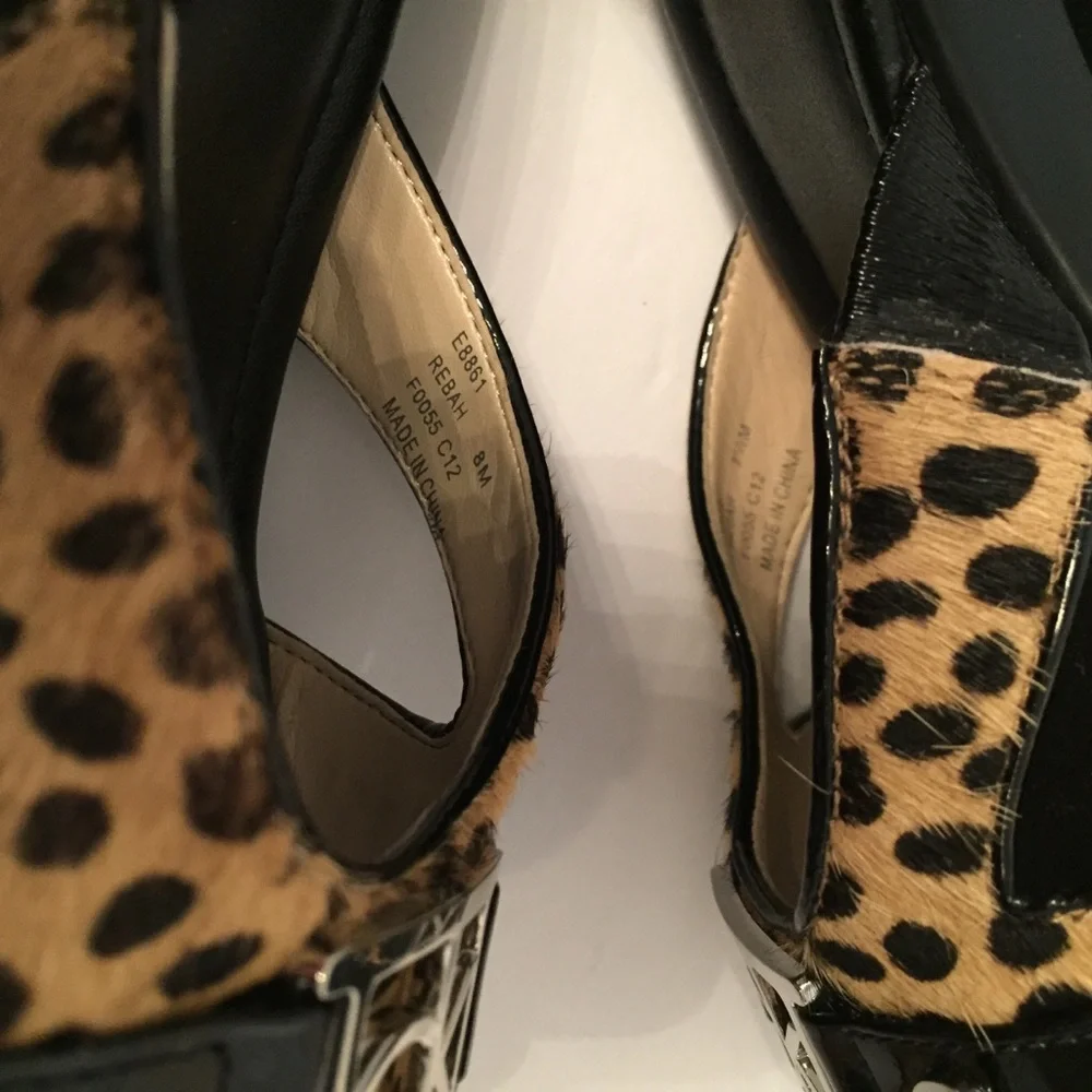 CALVIN KLEIN NEW SHOES PLATFORM BLACK TAN MISMATCH Size 7.5 & 8